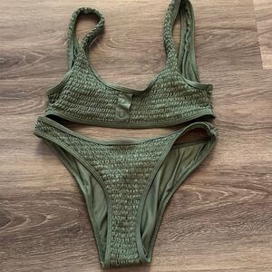 Kendall & Kylie Green Textured Bikini Set